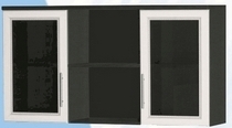 Антресоль большая с двумя стеклодверями ДЛЯ ГОСТИНОЙ АБС-2 Венге/Дуб выбеленный в Исилькуле - isilkul.katalogmebeli.com | фото