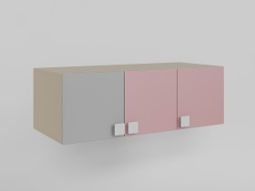 Антресоль на шкаф 3-х створчатый (Розовый/Серый/корпус Клен) в Исилькуле - isilkul.katalogmebeli.com | фото