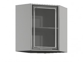 Бетон ШВУС 550*550 Шкаф верхний угловой с одной дверцей со стеклом в Исилькуле - isilkul.katalogmebeli.com | фото