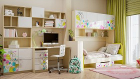 Детская комната Флёр (Белый/корпус Клен) в Исилькуле - isilkul.katalogmebeli.com | фото