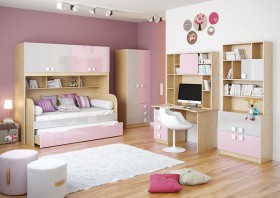 Детская комната Грэйси (Розовый/Серый/корпус Клен) в Исилькуле - isilkul.katalogmebeli.com | фото 2