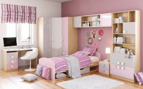 Детская комната Грэйси (Розовый/Серый/корпус Клен) в Исилькуле - isilkul.katalogmebeli.com | фото 3
