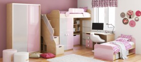 Детская комната Грэйси (Розовый/Серый/корпус Клен) в Исилькуле - isilkul.katalogmebeli.com | фото 5