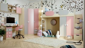 Детская комната Грэйси (Розовый/Серый/корпус Клен) в Исилькуле - isilkul.katalogmebeli.com | фото 1