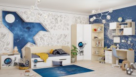 Детская комната Санни (Белый/корпус Клен) в Исилькуле - isilkul.katalogmebeli.com | фото 2