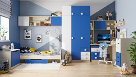 Детская комната Скай (Синий/Белый/корпус Клен) в Исилькуле - isilkul.katalogmebeli.com | фото 1