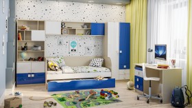 Детская комната Скай Люкс (Синий/Белый/корпус Клен) в Исилькуле - isilkul.katalogmebeli.com | фото 1