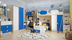 Детская комната Скай Люкс (Синий/Белый/корпус Клен) в Исилькуле - isilkul.katalogmebeli.com | фото 5