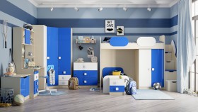 Детская комната Скай Люкс (Синий/Белый/корпус Клен) в Исилькуле - isilkul.katalogmebeli.com | фото 7