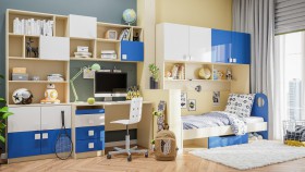 Детская комната Скай Люкс (Синий/Белый/корпус Клен) в Исилькуле - isilkul.katalogmebeli.com | фото 9