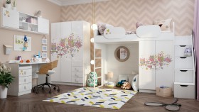 Детская комната Совушки (Белый/корпус Выбеленное дерево) в Исилькуле - isilkul.katalogmebeli.com | фото