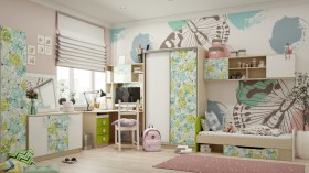 Детская комната Твит (Белый/Зеленый/корпус Клен) в Исилькуле - isilkul.katalogmebeli.com | фото