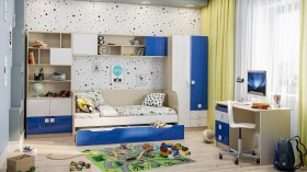 Диван-кровать Скай люкс (Синий/Белый/корпус Клен) в Исилькуле - isilkul.katalogmebeli.com | фото 2
