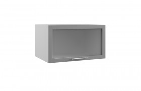 Гарда ГВПГС 800 шкаф верхний горизонтальный глубокий со стеклом высокий (Белый/корпус Серый) в Исилькуле - isilkul.katalogmebeli.com | фото