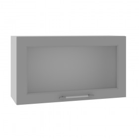 Гарда ВПГС 800 шкаф верхний горизонтальный со стеклом высокий (Белый патина/корпус Серый) в Исилькуле - isilkul.katalogmebeli.com | фото