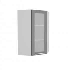 Гарда ВПУС 550 шкаф верхний угловой со стеклом высокий (Белый патина/корпус Серый) в Исилькуле - isilkul.katalogmebeli.com | фото