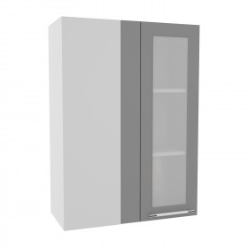 Гарда ВПУС 650 шкаф верхний угловой со стеклом высокий (Белый/корпус Серый) в Исилькуле - isilkul.katalogmebeli.com | фото
