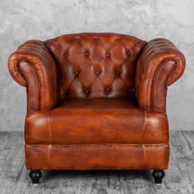 Кресло кожаное Лофт Честер-Нью (Коричневый, Рыжий) в Исилькуле - isilkul.katalogmebeli.com | фото 7