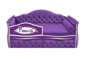 Кровать 160 серии Иллюзия 2 ящика 32 Фиолетовый (мягкие боковые накладки/подушка валик) в Исилькуле - isilkul.katalogmebeli.com | фото