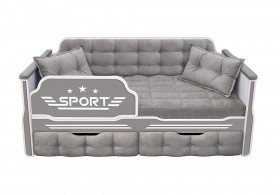 Кровать 160 серии Спорт 2 ящика 45 Серый (подушки) в Исилькуле - isilkul.katalogmebeli.com | фото 1