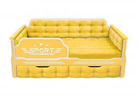 Кровать 160 серии Спорт 2 ящика 74 Жёлтый (мягкие боковые накладки) в Исилькуле - isilkul.katalogmebeli.com | фото 1
