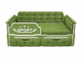 Кровать 160 серии Спорт 2 ящика 76 Зелёный (мягкие боковые накладки) в Исилькуле - isilkul.katalogmebeli.com | фото