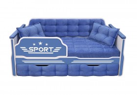 Кровать 160 серии Спорт 2 ящика 85 Синий (подушки) в Исилькуле - isilkul.katalogmebeli.com | фото