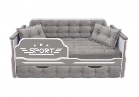 Кровать 170 серии Спорт 1 ящик 45 Серый (подушки) в Исилькуле - isilkul.katalogmebeli.com | фото