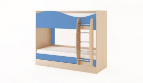 Кровать 2-х ярусная с ящиками (Беленый дуб/Синий) в Исилькуле - isilkul.katalogmebeli.com | фото 1