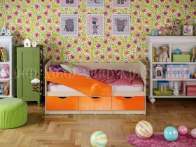 Кровать Бабочки 1,6м (Оранжевый металлик) в Исилькуле - isilkul.katalogmebeli.com | фото 1