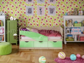 Кровать Бабочки 1,6м (Салатовый металлик) в Исилькуле - isilkul.katalogmebeli.com | фото