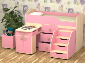 Кровать детская Фея 1.6 Дуб молочный/Розовый в Исилькуле - isilkul.katalogmebeli.com | фото 1
