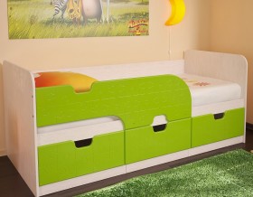 Кровать детская Минима 1,86м с ящиками (дуб атланта/лайм глянец) в Исилькуле - isilkul.katalogmebeli.com | фото 1