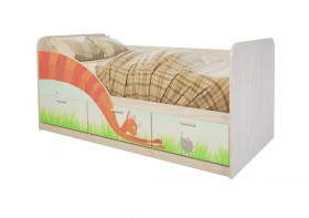 Кровать детская Минима Лего 1,86м с ящиками (дуб атланта/лиловый сад) в Исилькуле - isilkul.katalogmebeli.com | фото 9