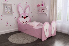 Кровать детская Зайка 1.6 Розовый/Белый в Исилькуле - isilkul.katalogmebeli.com | фото