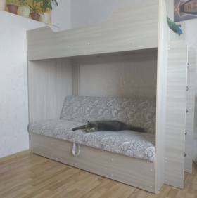 Кровать двухъярусная с диваном (Беленый дуб) в Исилькуле - isilkul.katalogmebeli.com | фото