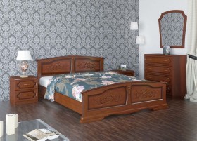 Кровать Елена из массива сосны 1600*2000 Орех в Исилькуле - isilkul.katalogmebeli.com | фото