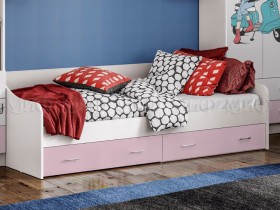 Кровать Fashion-1 Вега 0,9 м (Белый/Розовый) в Исилькуле - isilkul.katalogmebeli.com | фото