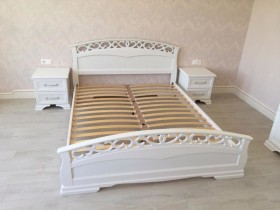 Кровать Грация-1 из массива сосны 1600*2000 Белый античный в Исилькуле - isilkul.katalogmebeli.com | фото 9