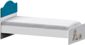 Кровать Каспер с мягкой спинкой и фотопечатью (800х1900)  Белый/Бирюза в Исилькуле - isilkul.katalogmebeli.com | фото 1