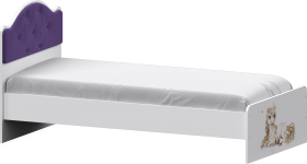 Кровать Каспер с мягкой спинкой и фотопечатью (800х1900)Белый/Фиолетовый в Исилькуле - isilkul.katalogmebeli.com | фото 1