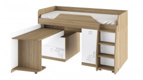 Кровать комбинированная «Оксфорд» (Ривьера/Белый с рисунком) в Исилькуле - isilkul.katalogmebeli.com | фото 3