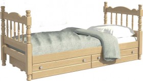 Кровать одинарная Аленка из массива сосны 800*1890 Сосна в Исилькуле - isilkul.katalogmebeli.com | фото 1