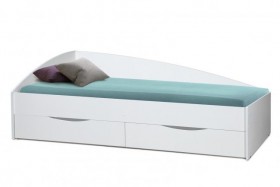 Кровать одинарная "Фея - 3" (асимметричная) (2000х900) New/(белый / белый / ДВПО белый) в Исилькуле - isilkul.katalogmebeli.com | фото