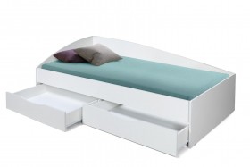 Кровать одинарная "Фея - 3" (асимметричная) (2000х900) New/(белый / белый / ДВПО белый) в Исилькуле - isilkul.katalogmebeli.com | фото 3