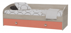 Кровать односпальная с двумя ящиками Сити 2045 Дуб сонома/Аква в Исилькуле - isilkul.katalogmebeli.com | фото 2