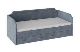 Кровать с мягкой обивкой и ящиками «Кантри» Тип 1 (900) (Замша синяя) в Исилькуле - isilkul.katalogmebeli.com | фото