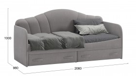 Кровать с мягкой спинкой и ящиками «Сабрина» 900 Светло-серый в Исилькуле - isilkul.katalogmebeli.com | фото 3