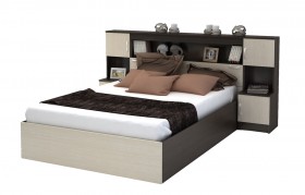 Кровать с прикроватным блоком КР 552 Спальня Basya (венге/белфорт) в Исилькуле - isilkul.katalogmebeli.com | фото 1