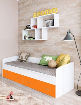 Кровать с выкатными ящиками Винтерберг/Оранжевый в Исилькуле - isilkul.katalogmebeli.com | фото